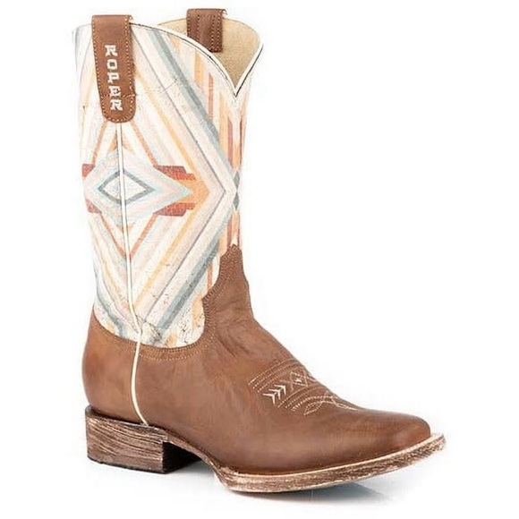 Roper Shoes - ⭐️NWT⭐️ Roper Zakota Square Toe Cowboy Boots, Native Print Western Boot